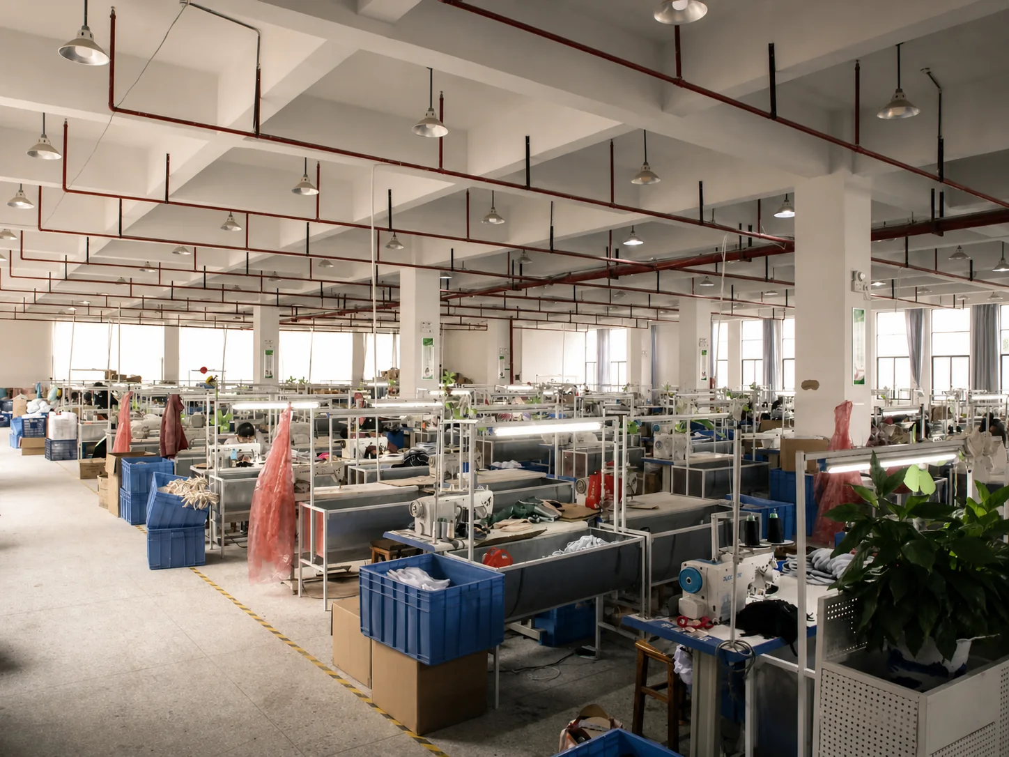 Commercial textile sewing floor